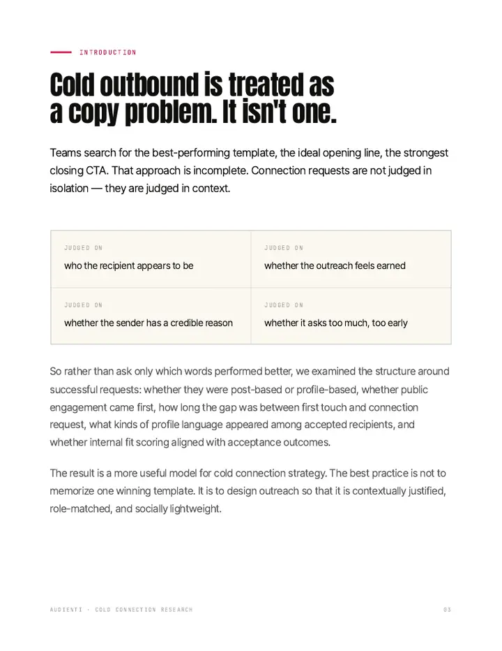 Cold connection research, page 3 preview