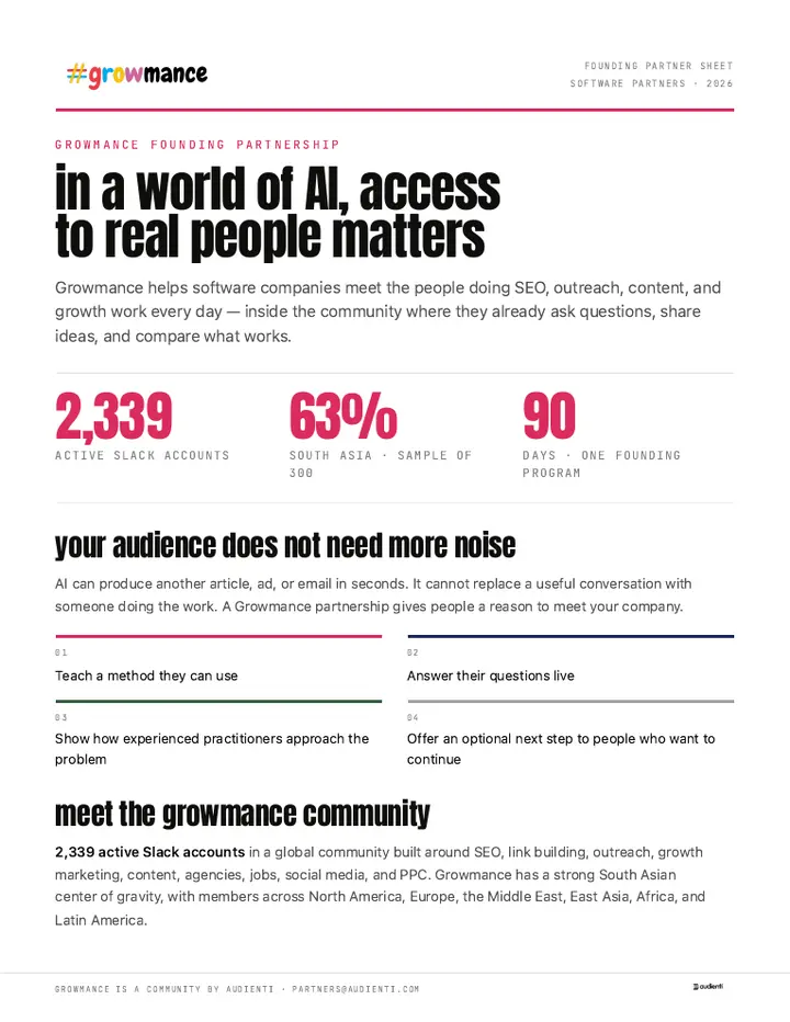 Growmance sponsorship overview, page 1 preview